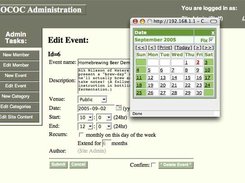 Editing an event, with popup calendar