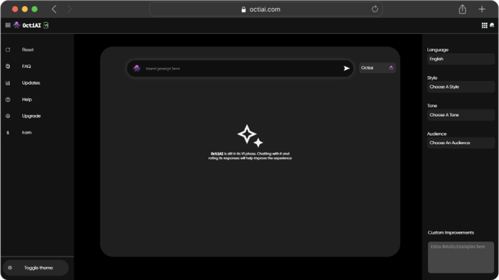 OctiAI app page