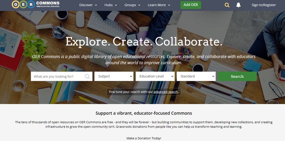 OER Commons Screenshot 1