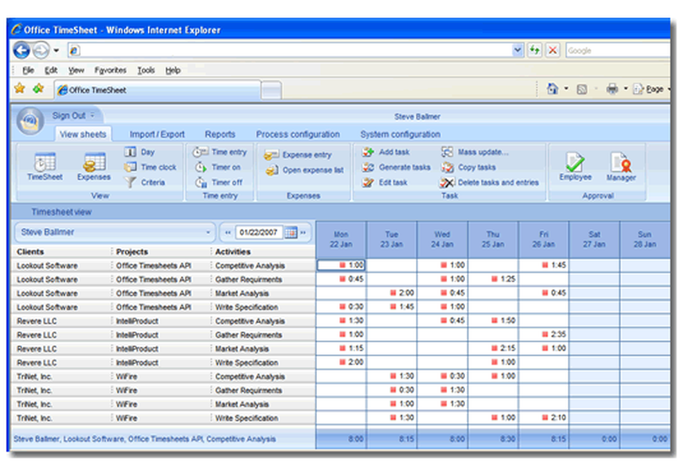 Office Timesheets Screenshot 1