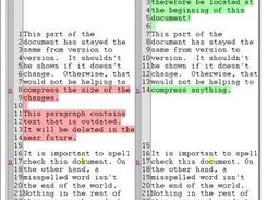 Screenshot of a color coded diff report between 2 Word docs