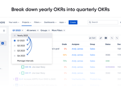 Break down yearly OKRs into quarterly OKRs | OKR Board for Jira & Confluence by Oboard