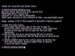 MSXDUMP help screen