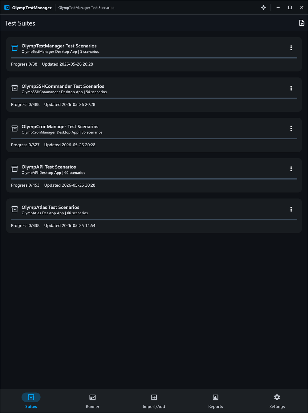 Test Suite Overview - Dark Mode