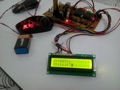 OM10B Optical mouse sensor interface with Atmega16 and 16x2 LCD