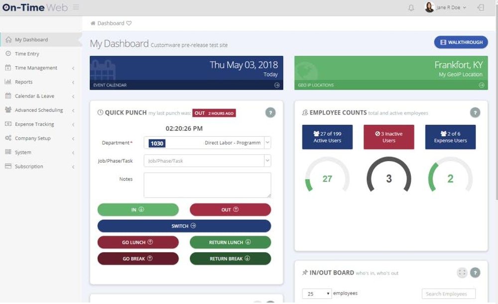 On-Time Web Screenshot 1