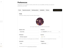 Preferences page