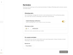 Reminders page