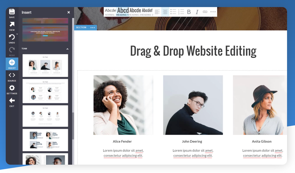 Drag and Drop Visual Website Editor