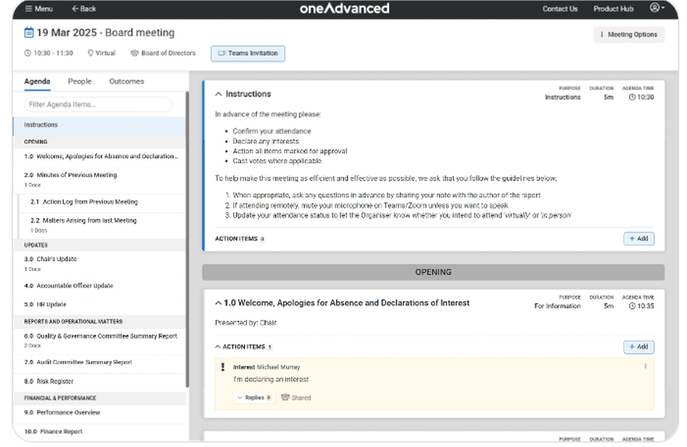 OneAdvanced Board Management Screenshot 1