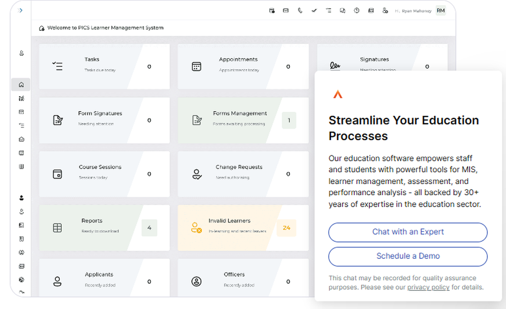 OneAdvanced Learner Management System Screenshot 1