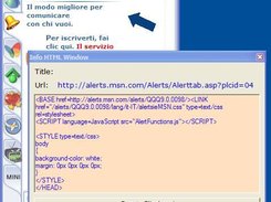 The program shows HTML source of Alerts panel of MSN Messeng