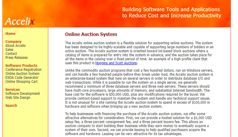 Accelix Online Auction System Screenshot 1