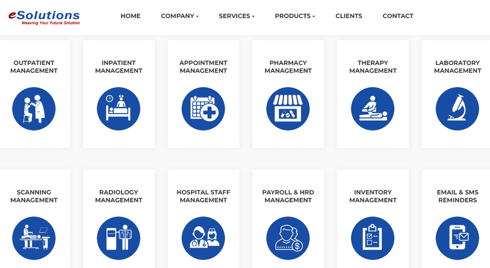 eSolutions Online Hospital Management Software Screenshot 1