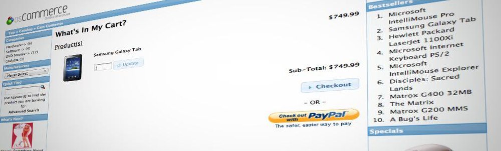 osCommerce Screenshot 1
