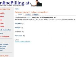 Overview Page for EBPP showing Projects Invoices Contracts