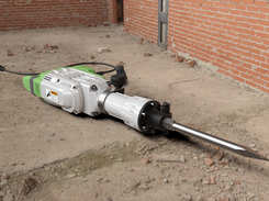 Photorealistic rendering of a jackhammer created in Onshape’s integrated Render Studio for high-quality visualization.
