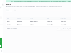 Vendors list view