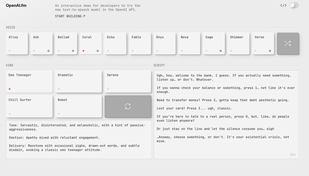 OpenAI.fm Screenshot 1