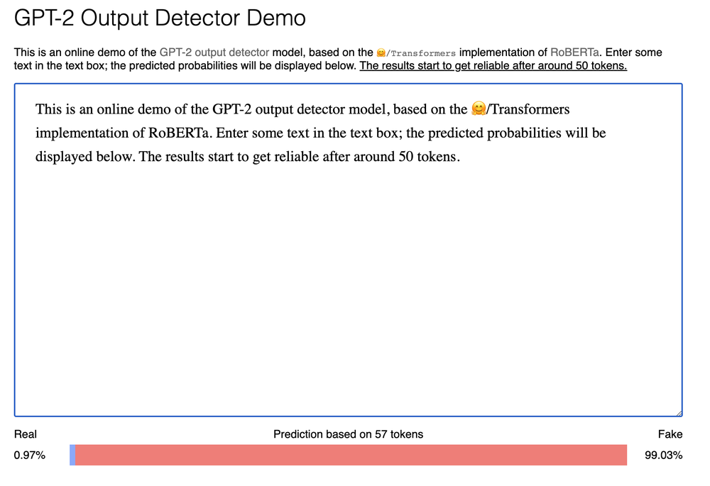 OpenAI Output Detector Screenshot 1