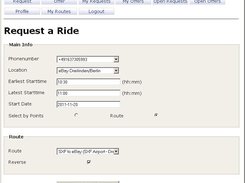 Outlook Calendar Interface - Request a lift on a route