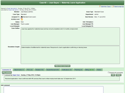 Viewing a case - main screen