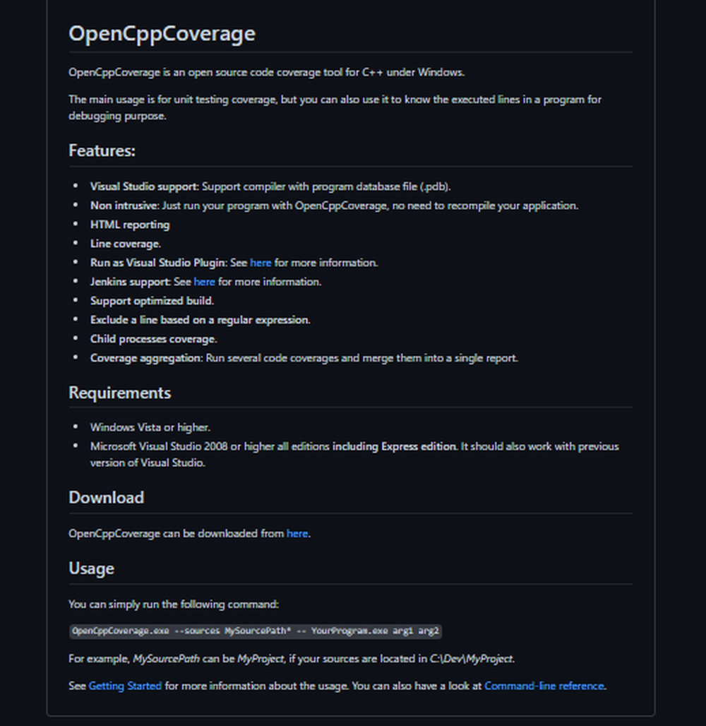 OpenCppCoverage Screenshot 1