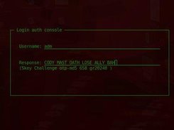 Authentication console login screen