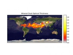 Aerosol optical thickness on a Blue Marble image (PyGrADS)