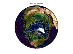 500 hPa heights on a Blue Marble image (PyGrADS)