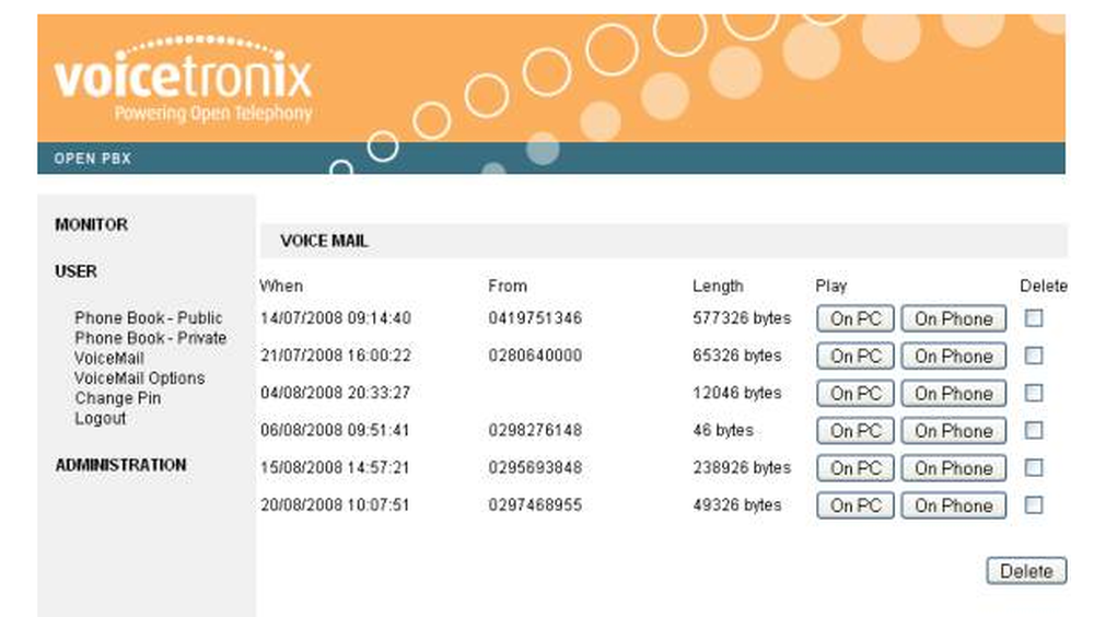 OpenPBX Screenshot 1