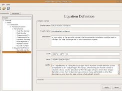 Equation definition dialog with the model browse tree