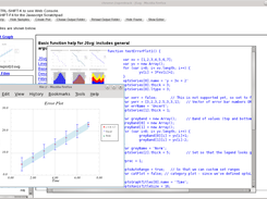 The JSvg Analysis Console showing sample error plot and associated JavaScript coding.