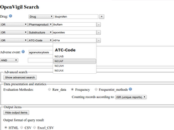 OpenVigil 2 GUI: search by drugname, brandname, ATC code or chemical substructure