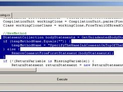 Selecting C# code in the code view