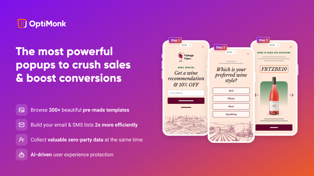 Grow your lists with smart popups built for conversions. Achieve 10-05% opt-in rates.