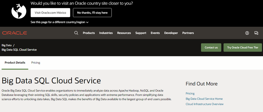 Oracle Big Data SQL Cloud Service Screenshot 1