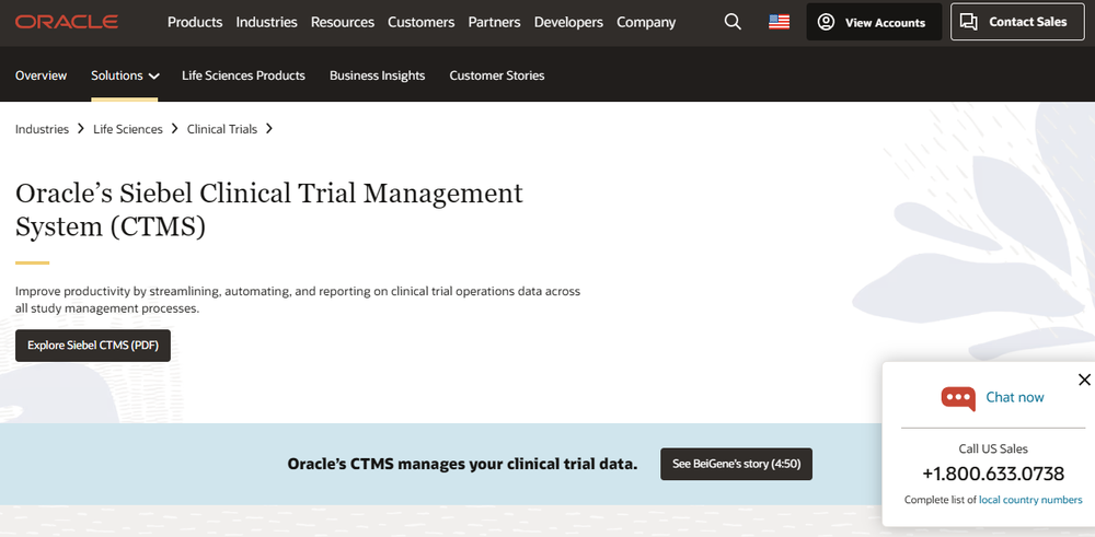 Oracle Siebel Clinical Trial Management Screenshot 1