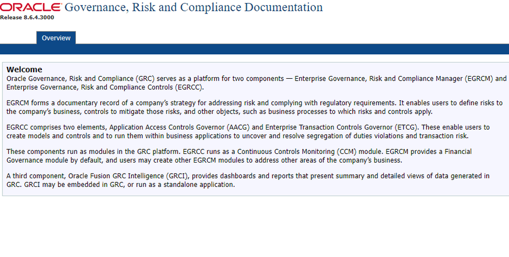 Oracle GRC Screenshot 1