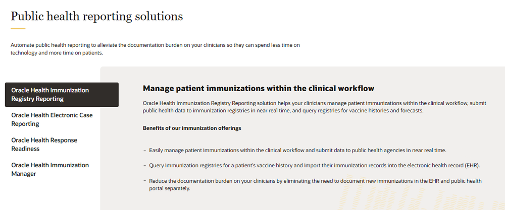 Oracle Health Immunization Management Screenshot 1