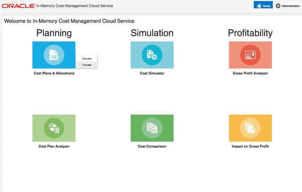 Oracle In-Memory Cost Management Screenshot 1