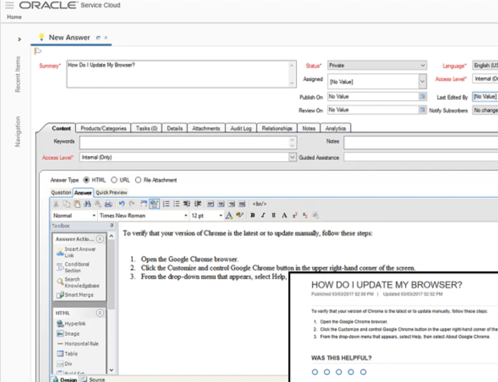 Oracle Knowledge Management Screenshot 1