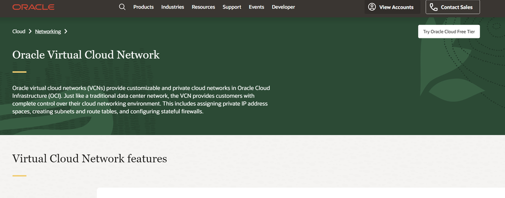 Oracle Virtual Cloud Network Screenshot 1