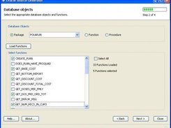 Database objects screen
