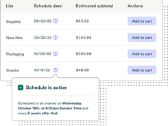 Automate your purchasing: Speed up your purchasing process and never create another purchase order again. Automatically send all approved purchase requests straight to your vendors and easily buy your frequently-purchased products.