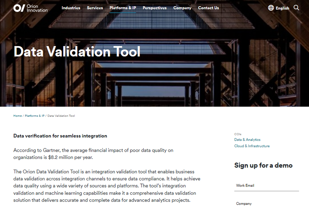 Orion Data Validation Tool Screenshot 1