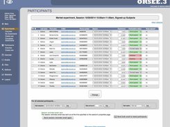 Admin area: List of enroled participants for a session