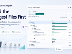 Find the biggest files and folders first with a visual storage tree, size bars, file type labels, and protected system item indicators.