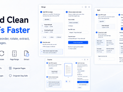 Build clean PDFs faster with local merge, split, and organize tools for Windows. Combine files, reorder pages, rotate, extract, and split by page ranges while keeping originals unchanged.
