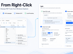 Start PDF workflows directly from Windows File Explorer right-click actions. Open, split, compress, OCR, and process PDFs faster with local Windows PDF tools and 16 interface languages.